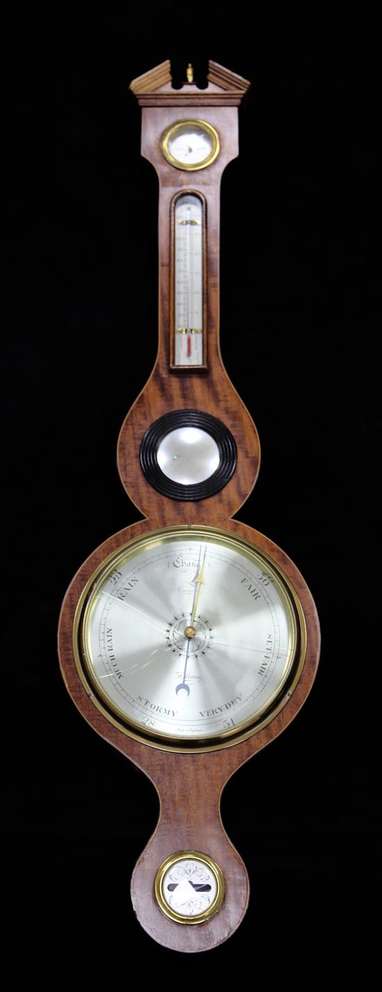 A Regency strung mahogany wheel barometer, by Comilli of Holborn, 3ft 1in.
